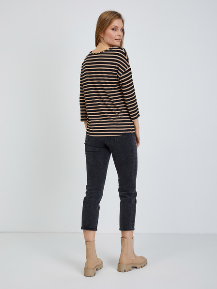 Orsay Črno prečrtano majico s tričetrtinskim rokavom ORSAY