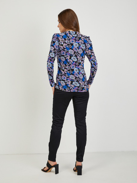 Orsay Vijolično-črna ženska cvetlična majica ORSAY