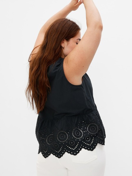 GAP Bombažen peplum crop top z čipko GAP