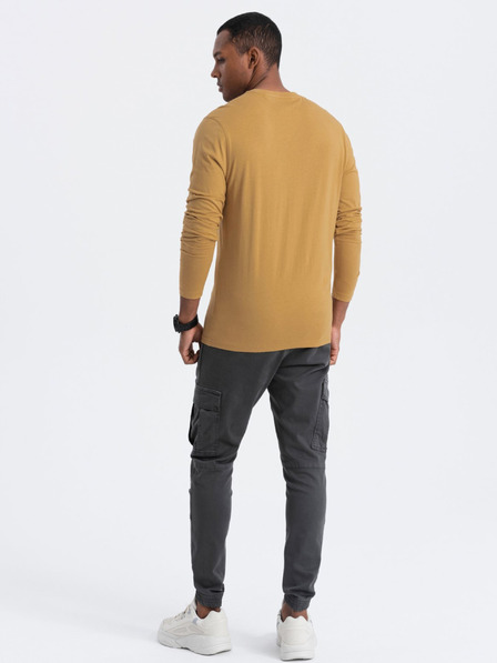 Ombre Clothing Gorčična moška osnovna majica Ombre Clothing