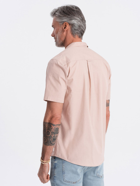 Ombre Clothing Svetlo rjava moška majica s kratkimi rokavi Ombre Clothing