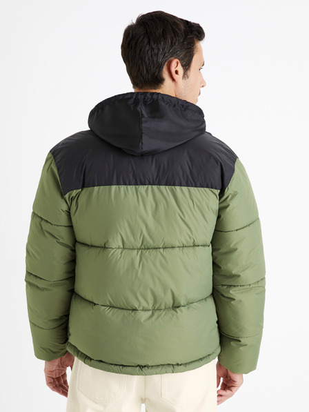 Celio Črno-zelena moška prešita zimska jakna Celio Cutrek