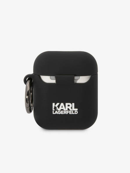 Karl Lagerfeld 3D logotip NFT Choupette Head Silikonsko ohišje za Airpods 1/2 črno Karl Lagerfeld