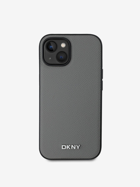 DKNY PU Leather Silver Metal Logo Magsafe Back Cover za iPhone 13 Grey DKNY