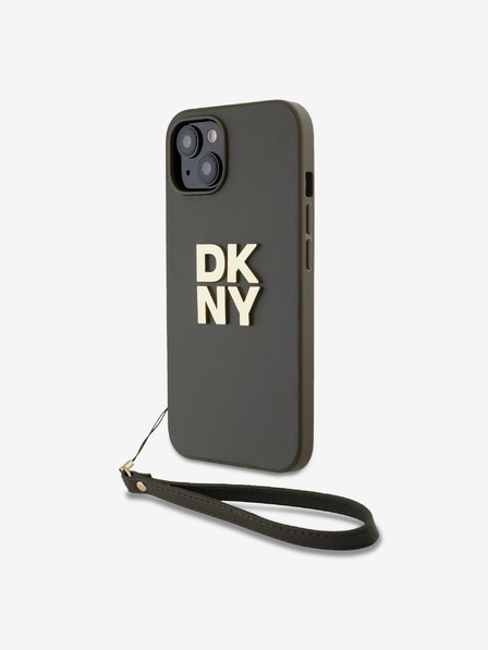 DKNY PU Leather Stack Logo Wrist Strap Back Cover za iPhone 13 Brown DKNY