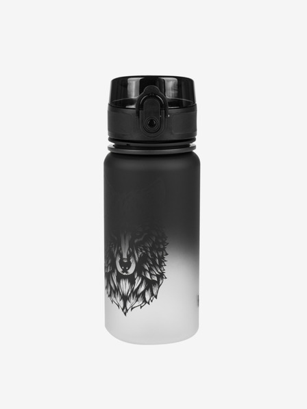 BAAGL Črna tritanska steklenička za pitje z nagibom volk, 350 ml Baagl