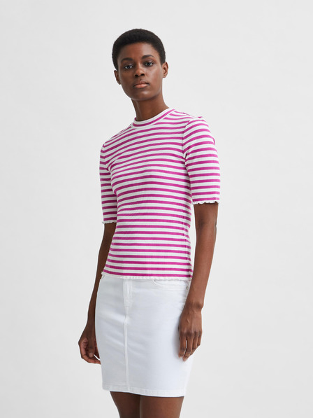Selected Femme Bela in roza črtasta majica Selected Femme Anna
