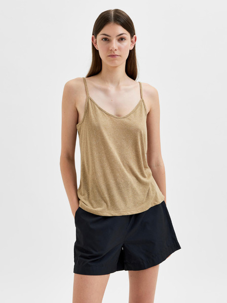 Selected Femme Bež majica s platnom Selected Femme Ivy