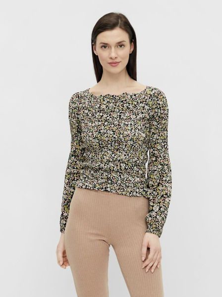 Pieces Zeleno-črna cvetlična bluza Pieces