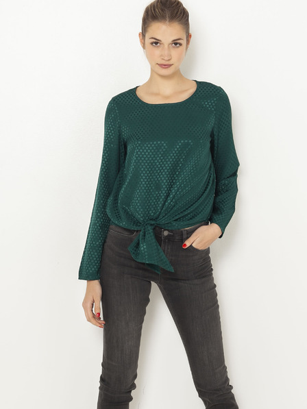 CAMAIEU Temno zelena bluza s kravatami CAMAIEU