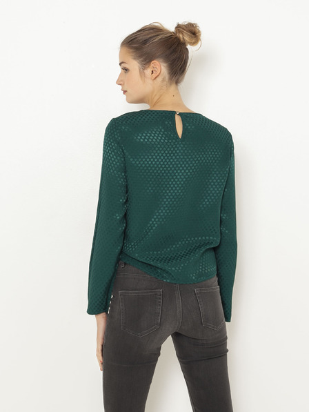 CAMAIEU Temno zelena bluza s kravatami CAMAIEU