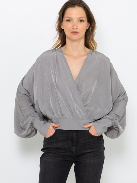 CAMAIEU Siva bluza z balonastimi rokavi CAMAIEU