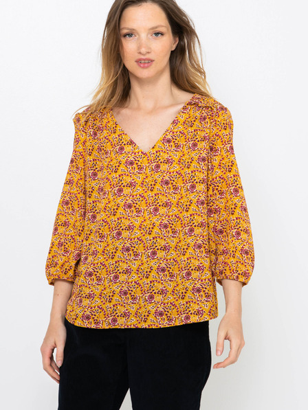 CAMAIEU Gorčična cvetlična bluza CAMAIEU