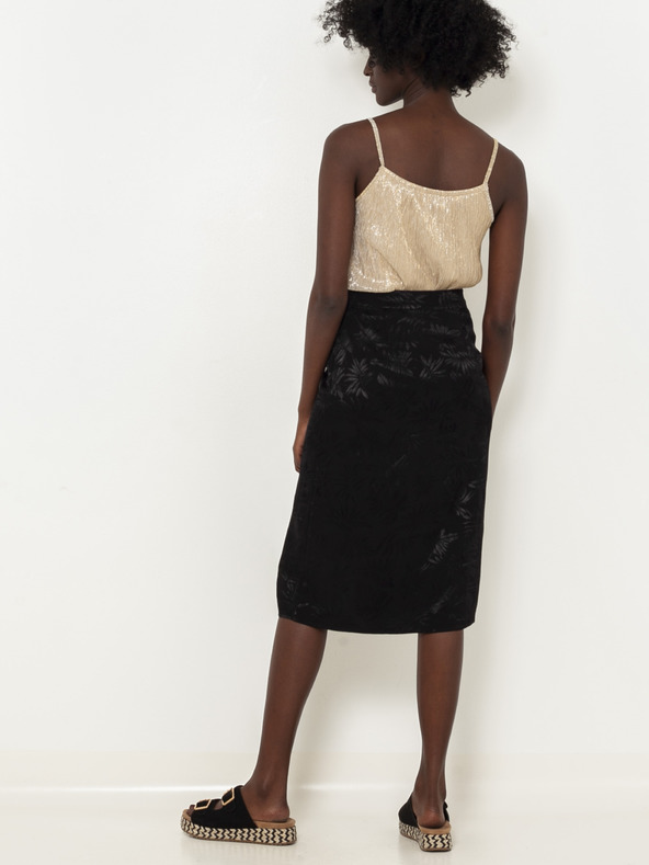 CAMAIEU Črno vzorčasto krilo z gumbi CAMAIEU