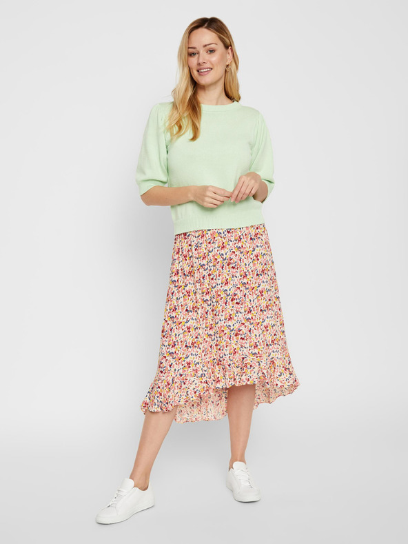 Pieces Roza cvetlična midi krilo Pieces Mayrin