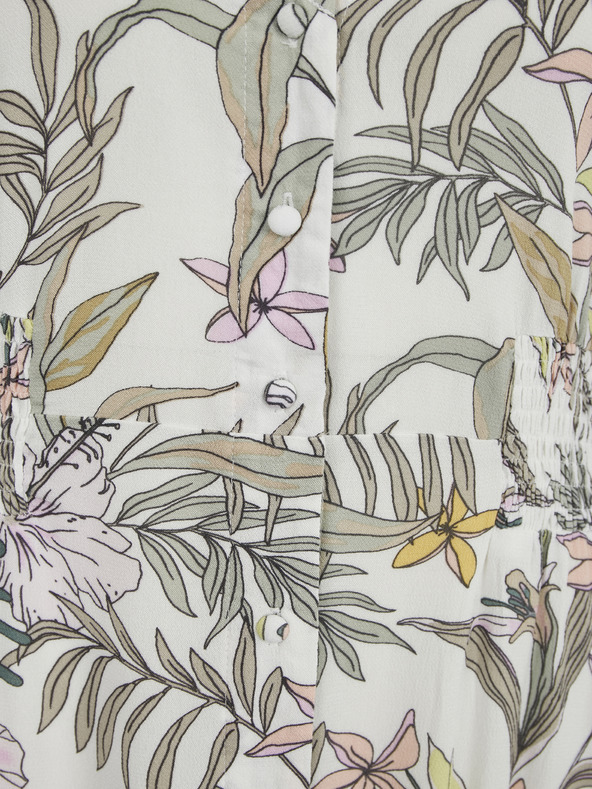 ONLY Zeleno-bela cvetlična midi obleka z gumbi ONLY Mars