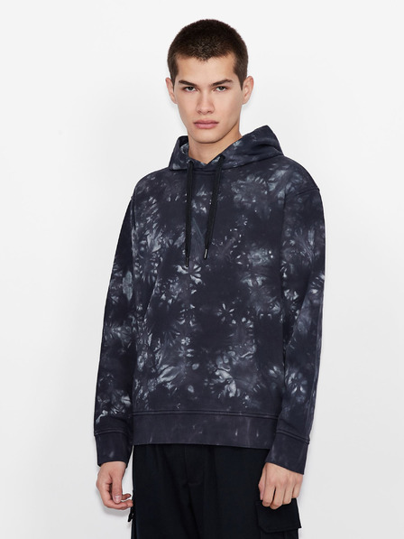 Armani Exchange Temno modra moška vzorčasta jopa s kapuco Armani Exchange