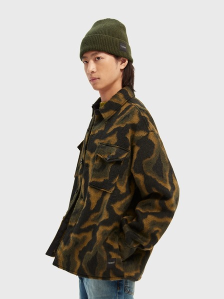 Scotch & Soda Črno-zelena moška vzorčasta srajčna jakna z volneno mešanico Scotch & Soda