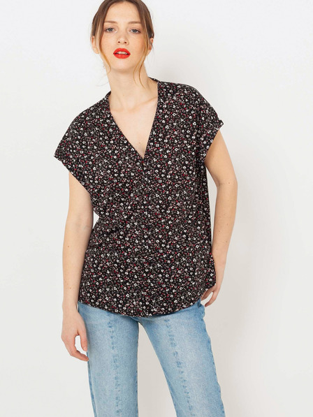 CAMAIEU Črna cvetlična bluza CAMAIEU