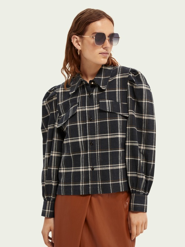 Scotch & Soda Temno modra ženska karirasta lahka jakna Scotch & Soda