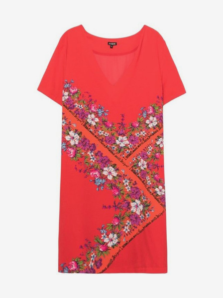 Desigual Rdeča ženska cvetlična obleka Desigual Vest Damis