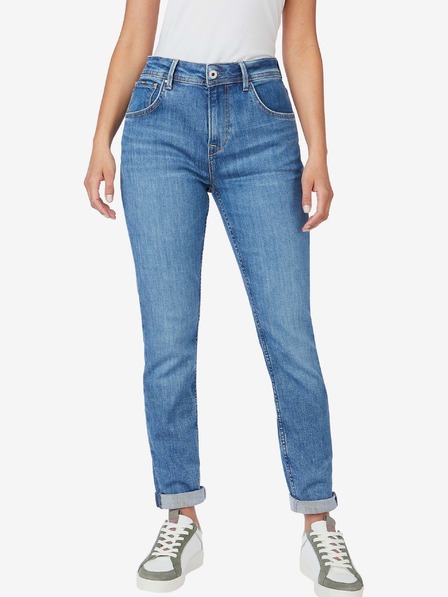 Pepe Jeans Modre ženske kavbojke Mom Fit Jeans Pepe Jeans Violet