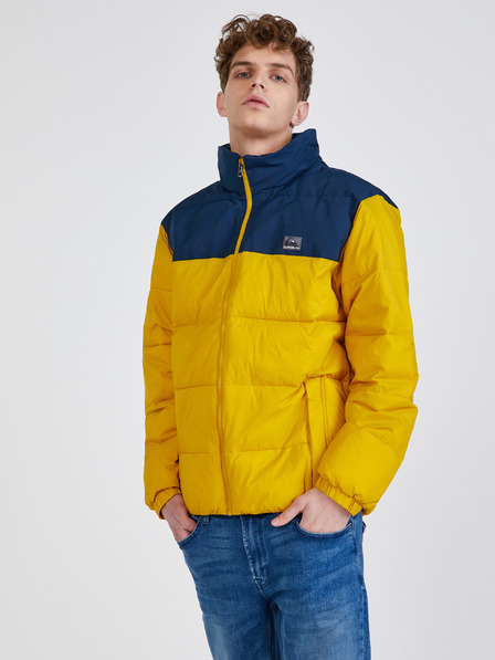 Quiksilver Modra in rumena moška prešita zimska jakna Quiksilver Wolf Shoulder
