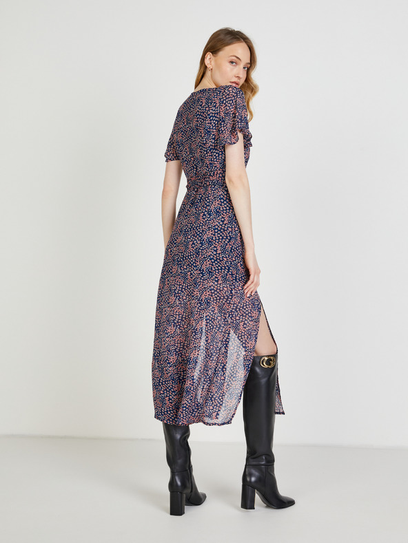 Pepe Jeans Temno modra ženska vzorčasta majica z razporkom na sredini pasu Pepe Jeans Marilyn