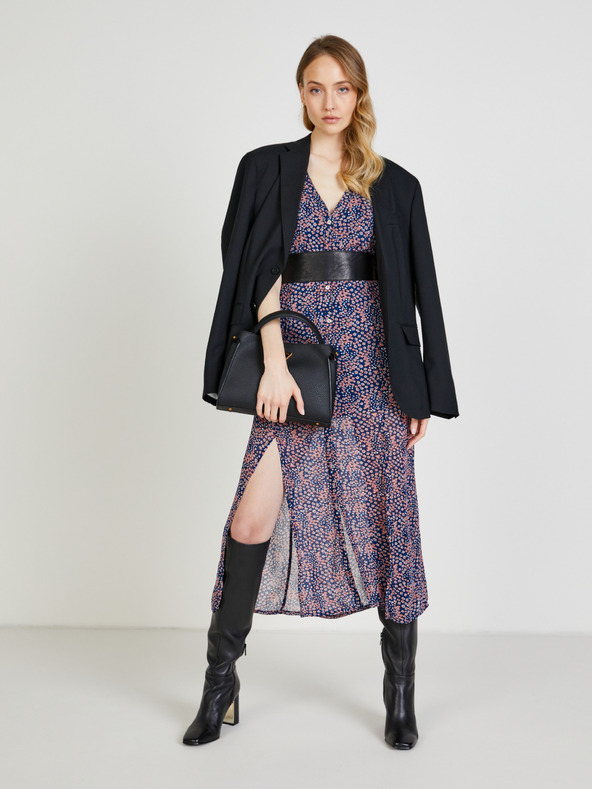 Pepe Jeans Temno modra ženska vzorčasta majica z razporkom na sredini pasu Pepe Jeans Marilyn