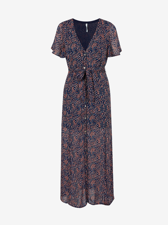 Pepe Jeans Temno modra ženska vzorčasta majica z razporkom na sredini pasu Pepe Jeans Marilyn