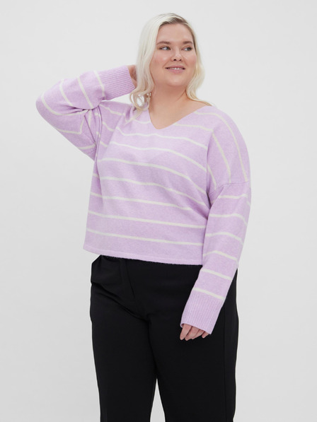 Vero Moda Curve Svetlo vijoličast črtast pulover VERO MODA CURVE Doffy
