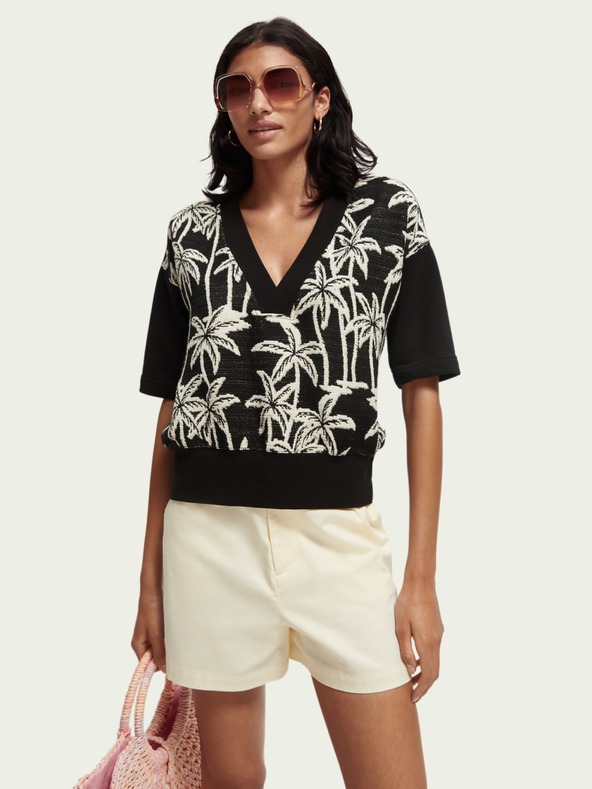Scotch & Soda Črna ženska vzorčasta majica Scotch & Soda