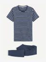 Celio Temno modra moška črtasta pižama Celio Bisible