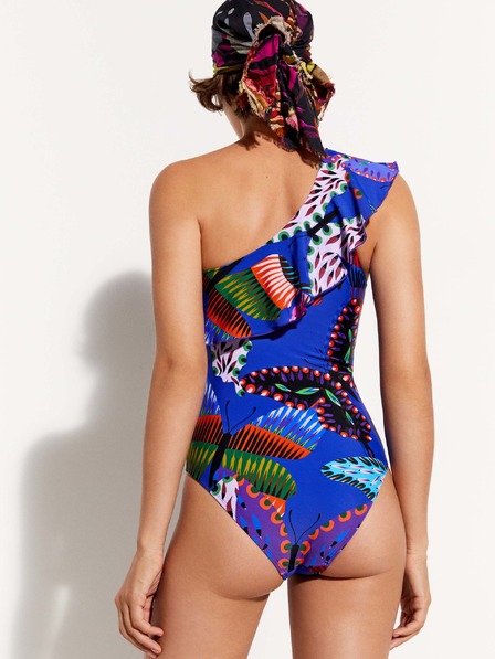 Desigual Desigual Modre ženske enodelne kopalke Ariel z vzorcem