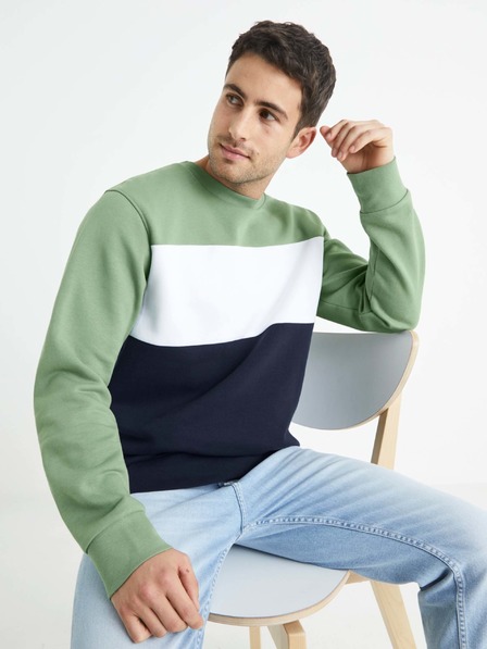 Celio Zeleno-črna črtasta moška jopa Celio Betrail