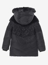 Desigual Črna dekliška vzorčasta zimska bunda s kapuco in umetnim krznom Desigual Kids Exterior