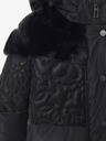 Desigual Črna dekliška vzorčasta zimska bunda s kapuco in umetnim krznom Desigual Kids Exterior