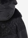 Desigual Črna dekliška vzorčasta zimska bunda s kapuco in umetnim krznom Desigual Kids Exterior