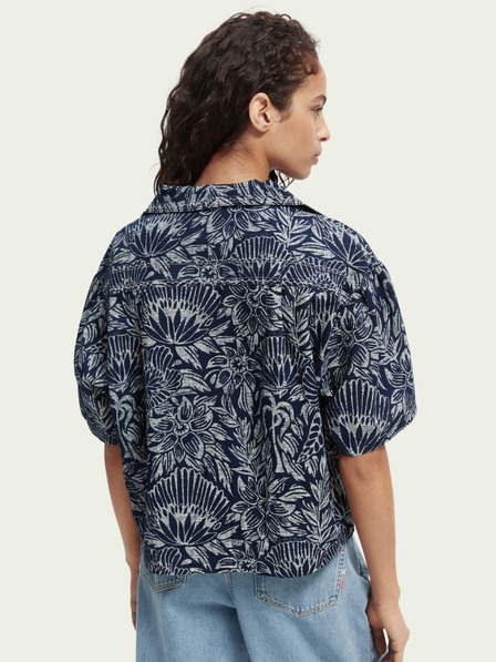 Scotch & Soda Temno modra ženska majica Scotch & Soda s cvetličnim vzorcem