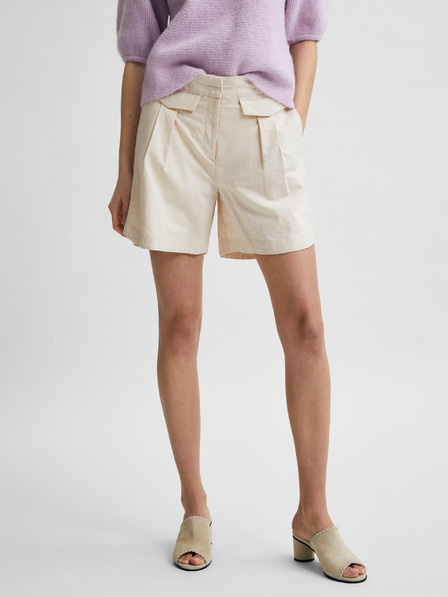 Selected Femme Krem platnene kratke hlače z visokim pasom Selected Femme Cecilie