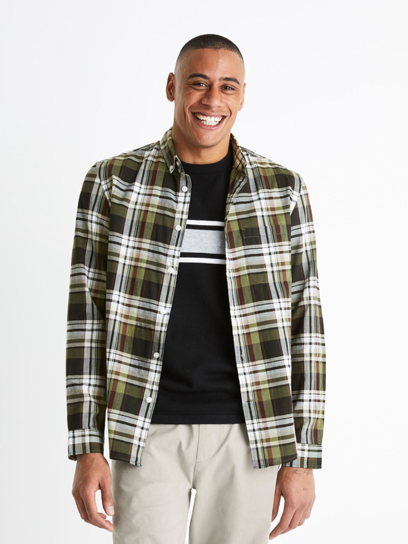 Celio Belo-črna moška karirasta majica Celio Bapop