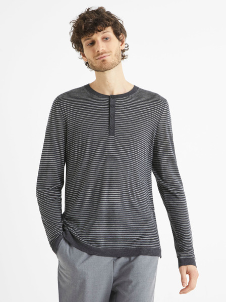 Celio Temno siv moški črtast pulover Celio Bestripe