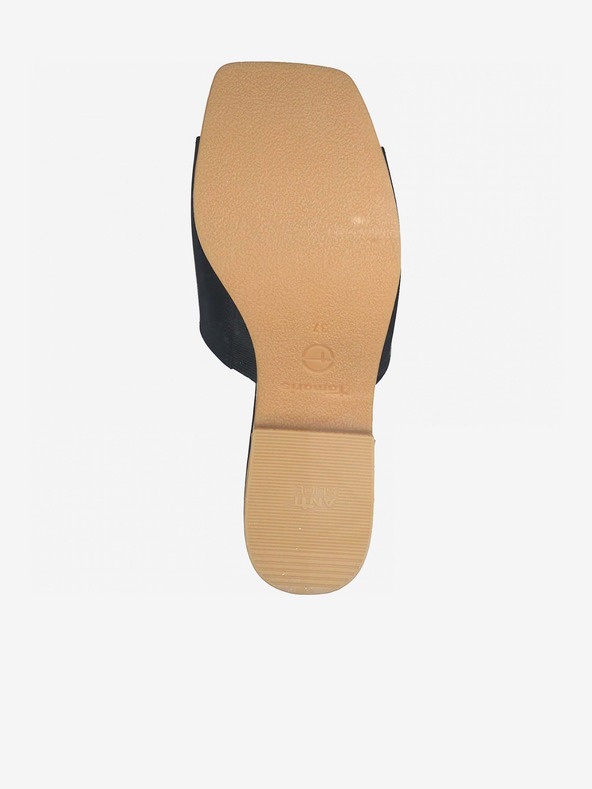 Tamaris Črni usnjeni copati s peto Tamaris