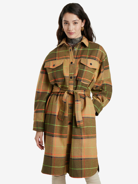 Desigual Rjav ženski karirast plašč Desigual Abrig Checks