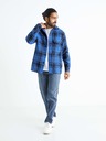 Celio Modra moška karirasta majica Celio Bazur