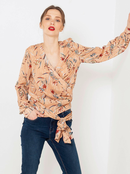 CAMAIEU Marelična cvetlična zavita bluza CAMAIEU