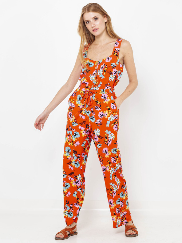 CAMAIEU Oranžni cvetlični kombinezon CAMAIEU