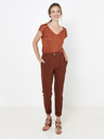 CAMAIEU Rjava lanena bluza z gumbi na hrbtu CAMAIEU