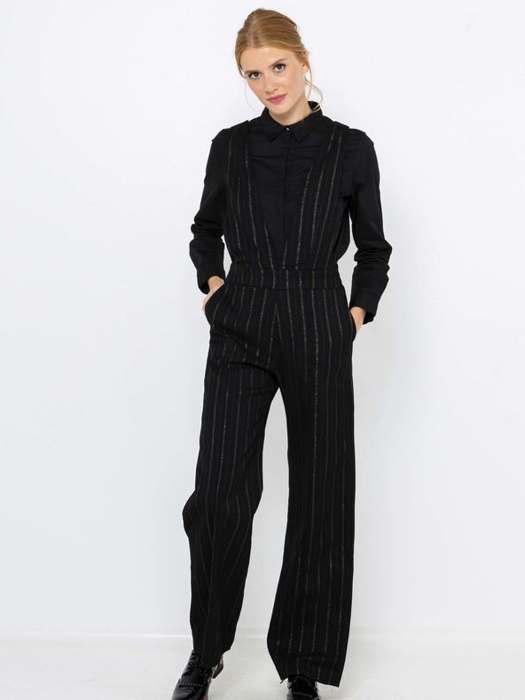 CAMAIEU Črna črtasta obleka CAMAIEU