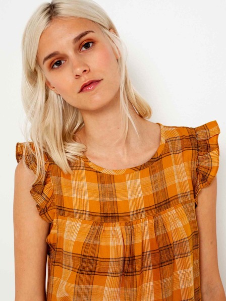 CAMAIEU Oranžna karirasta bluza CAMAIEU